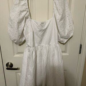 a. new day White Eyelet Puff Sleeve Dress